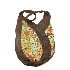 Ebisu Women's Faux Leather Paisley Shoulder Bag Purse Brown Multicolor
